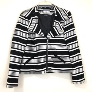 Bagatelle Cotton Striped Moto Jacket